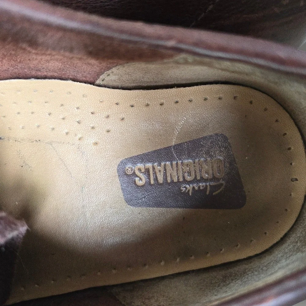 Clarks Mens Wallabee Desert Boot Size 8.5M Moccasin Brown Leather Crepe Gum Sole
